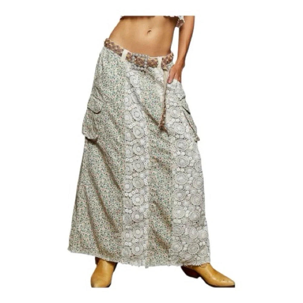POL. Bohemian Lace Crop Top and Maxi Skirt Set
